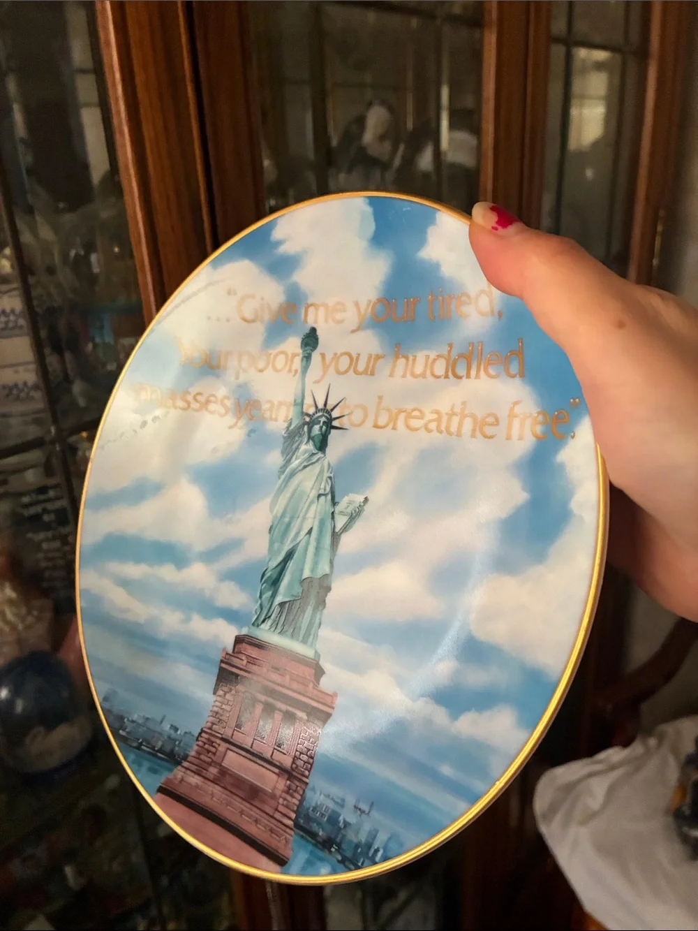 Vintage 1085 Gotham Statue of Liberty Collector Plate Michael Havel 14KT Gold